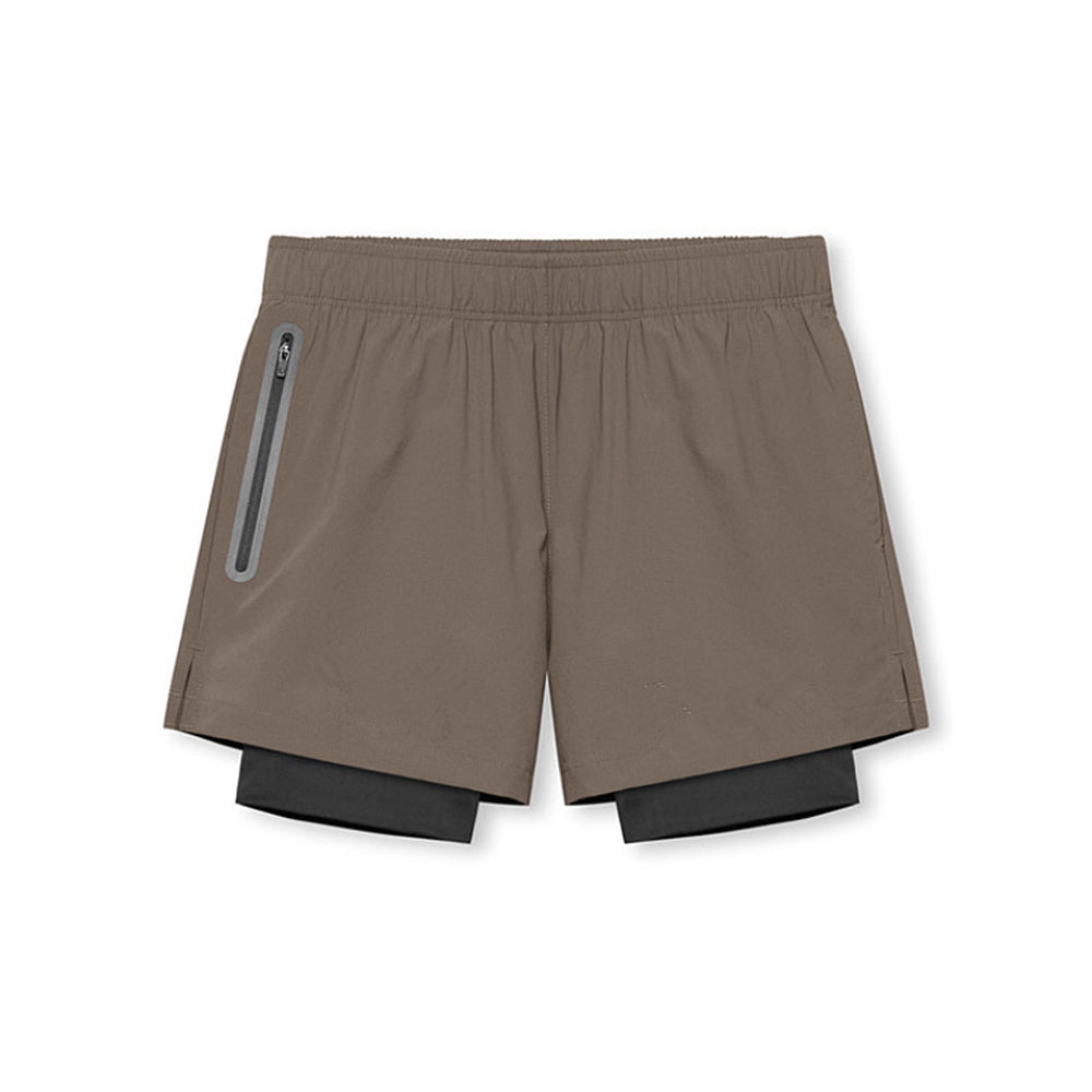 Men’s 2 in 1 Quick Dry Workout Shorts - Brown