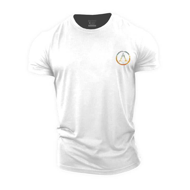 Cotton Colorful Spartan Shield Graphic Men's T-shirts