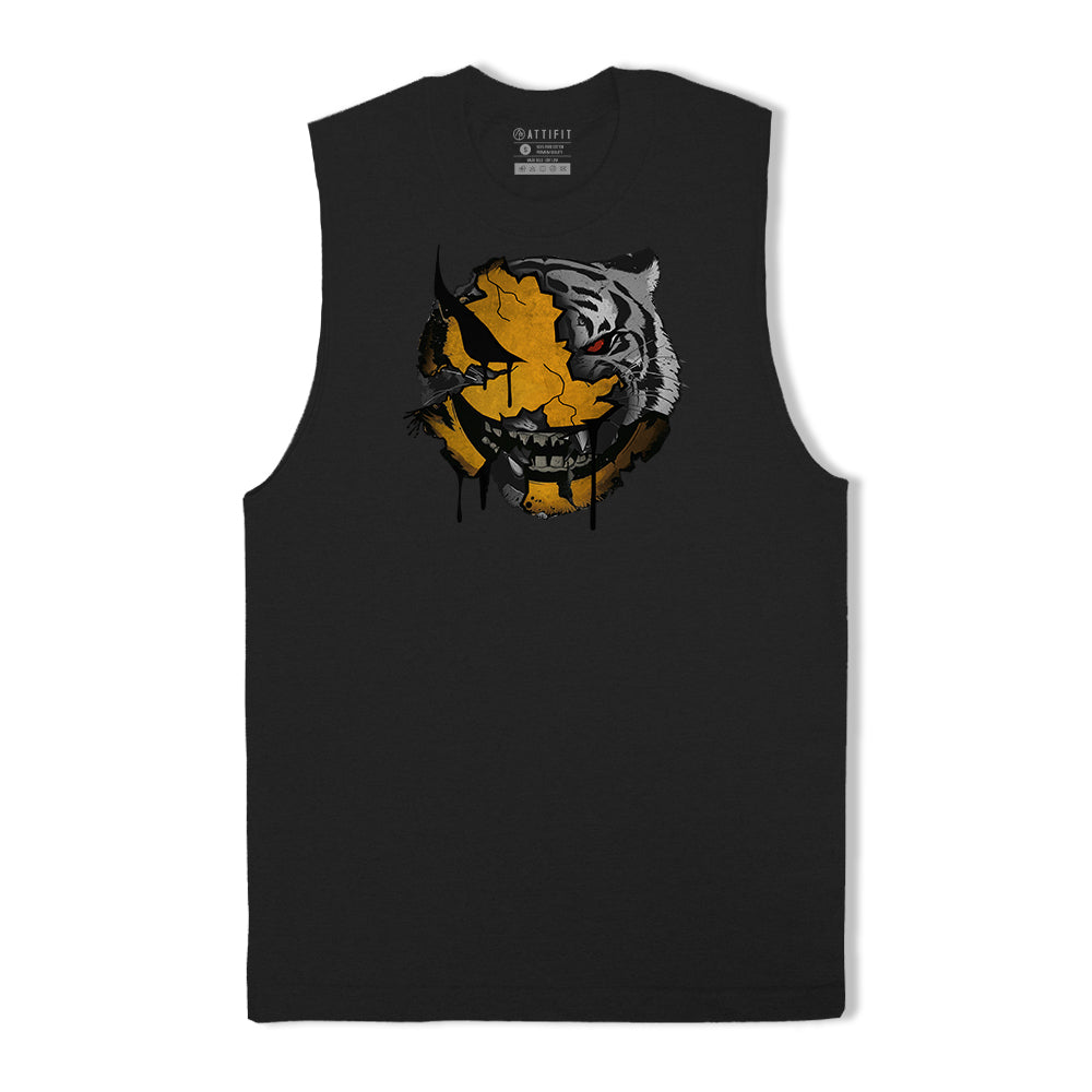Lion Smiley Face Print Graphic Tank Top