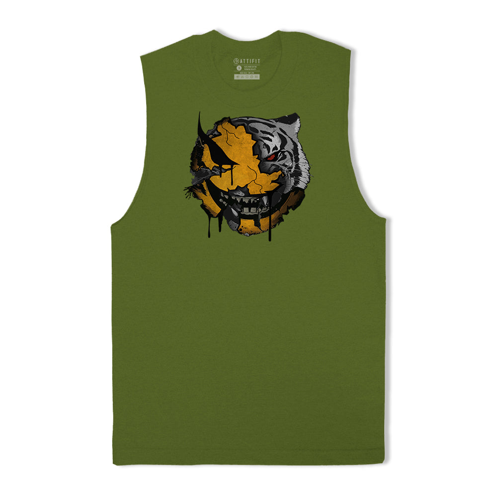 Lion Smiley Face Print Graphic Tank Top