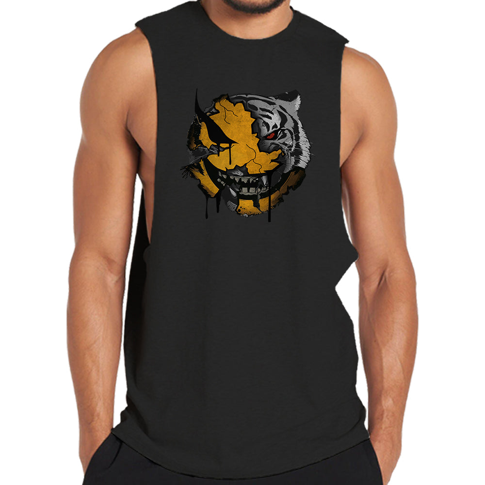 Lion Smiley Face Print Graphic Tank Top