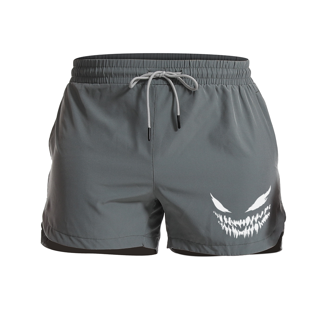 White Evil Smile Athletic Quick-Dry Shorts