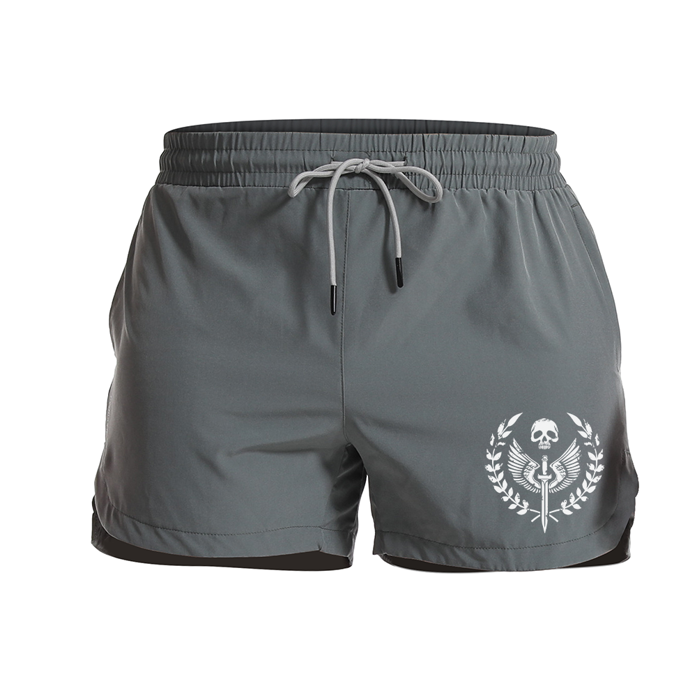 Skull Sword Emblem Athletic Quick-Dry Shorts