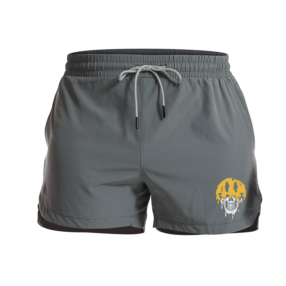 Smiley Skull Athletic Quick-Dry Shorts