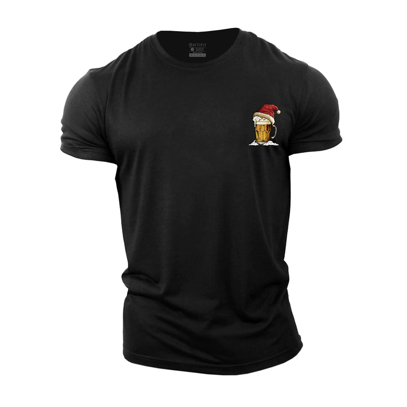 Christmas Beer Graphic Men's Fitness T-shirts