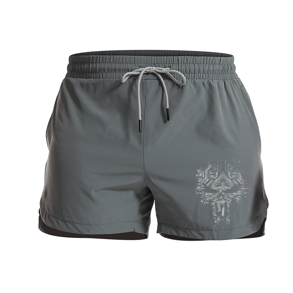 Electronic Skull Athletic Quick-Dry Shorts