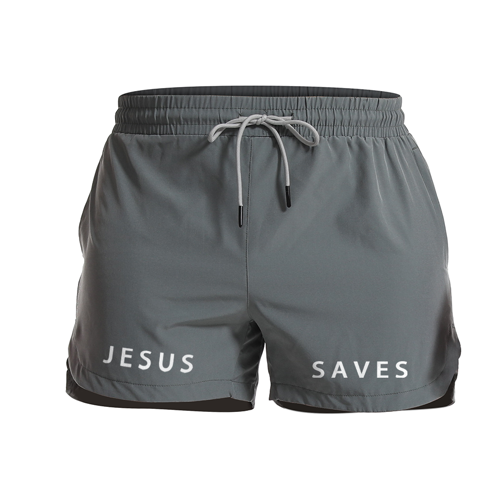 Men's Quick Dry Jesus Saves Graphic Shorts