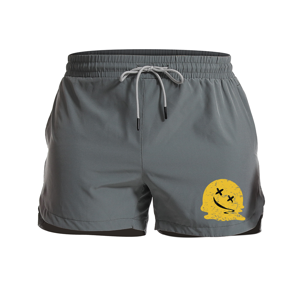 Men's Quick Dry Melting Smiley Face Graphic Shorts