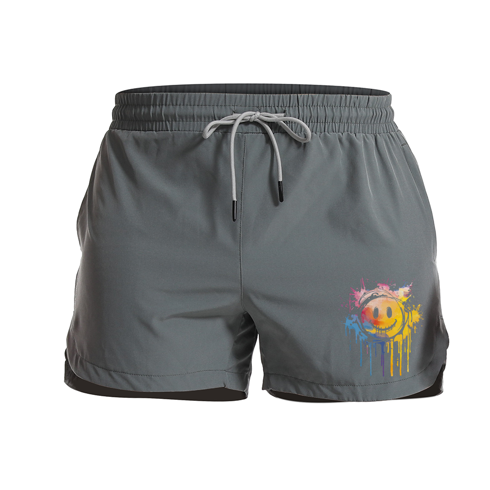 Color Dissolve Smiley Athletic Quick-Dry Shorts