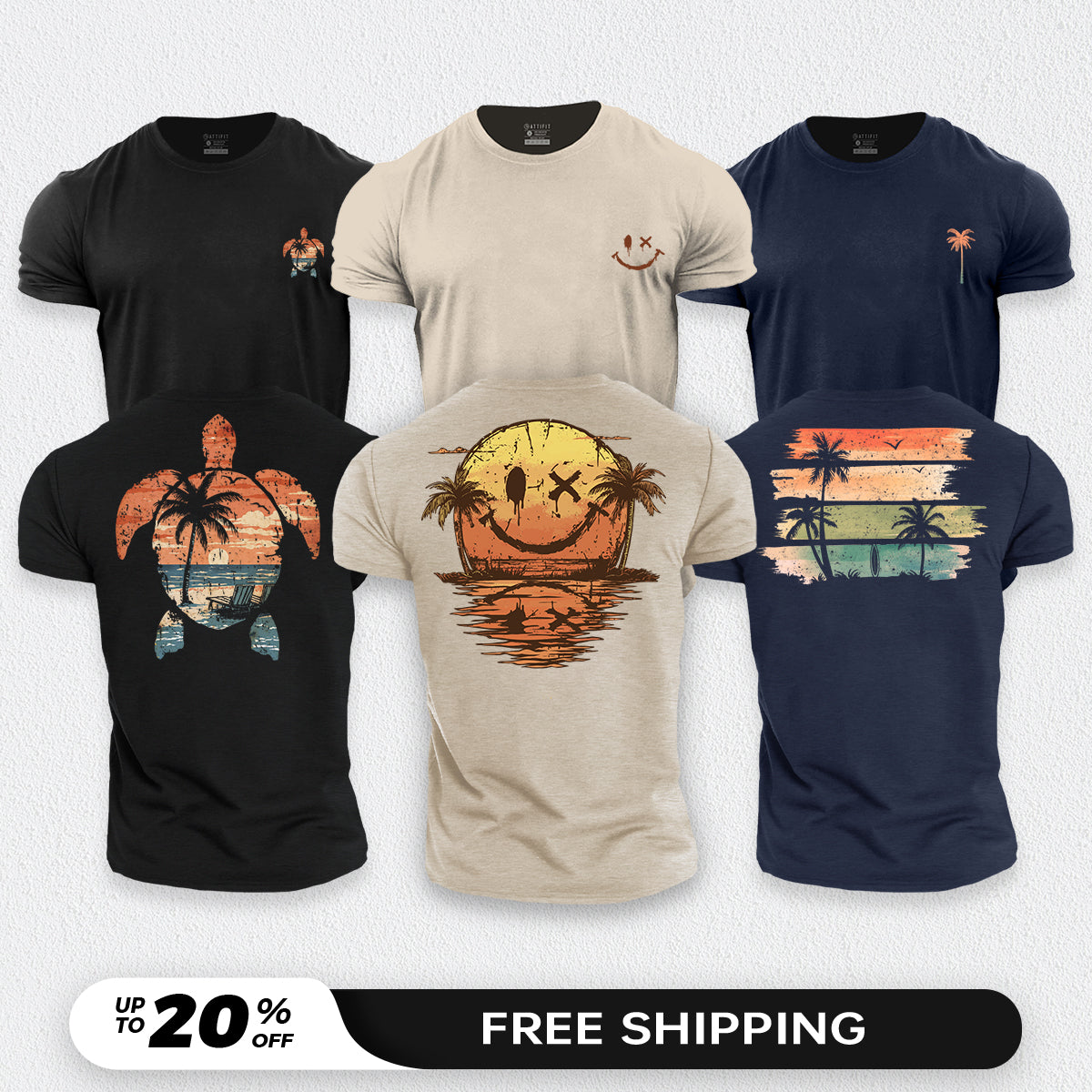 Beach 3-Pack - Cotton T-Shirts