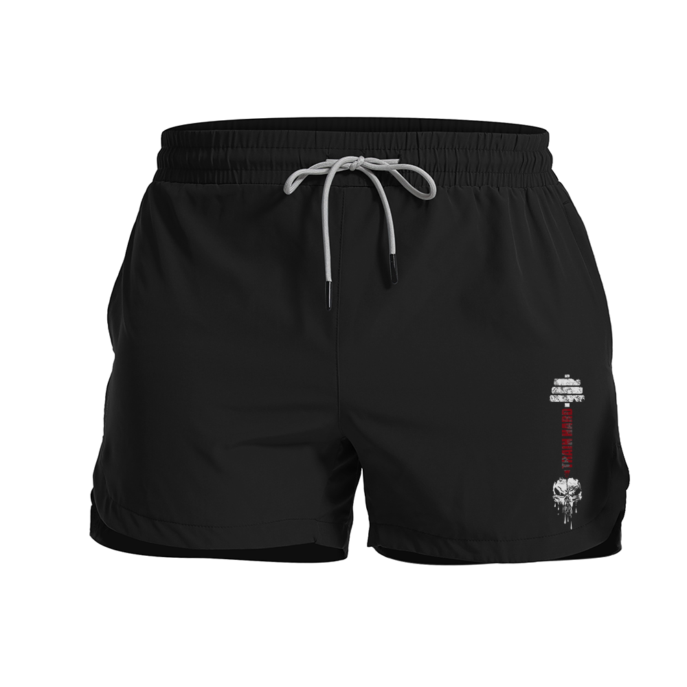 Skull Dumbbell Athletic Quick-Dry Shorts