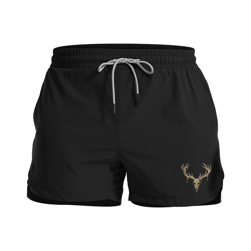 Elk Skull Athletic Quick-Dry Shorts
