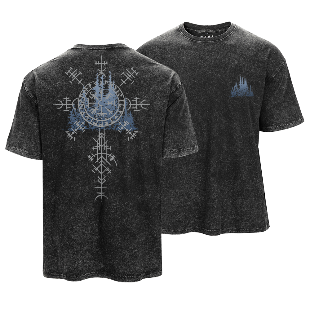 Viking Landscape Compass Vintage T-Shirt