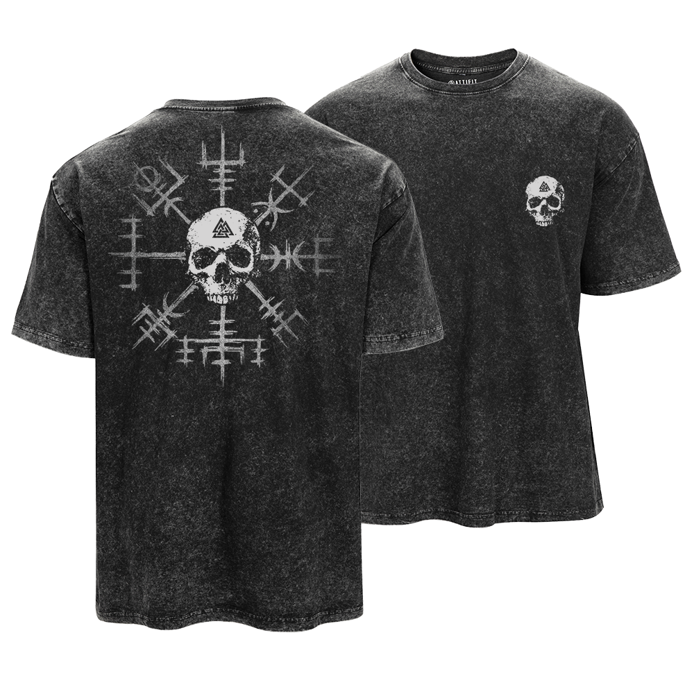 Viking Compass Skull Vintage T-Shirt