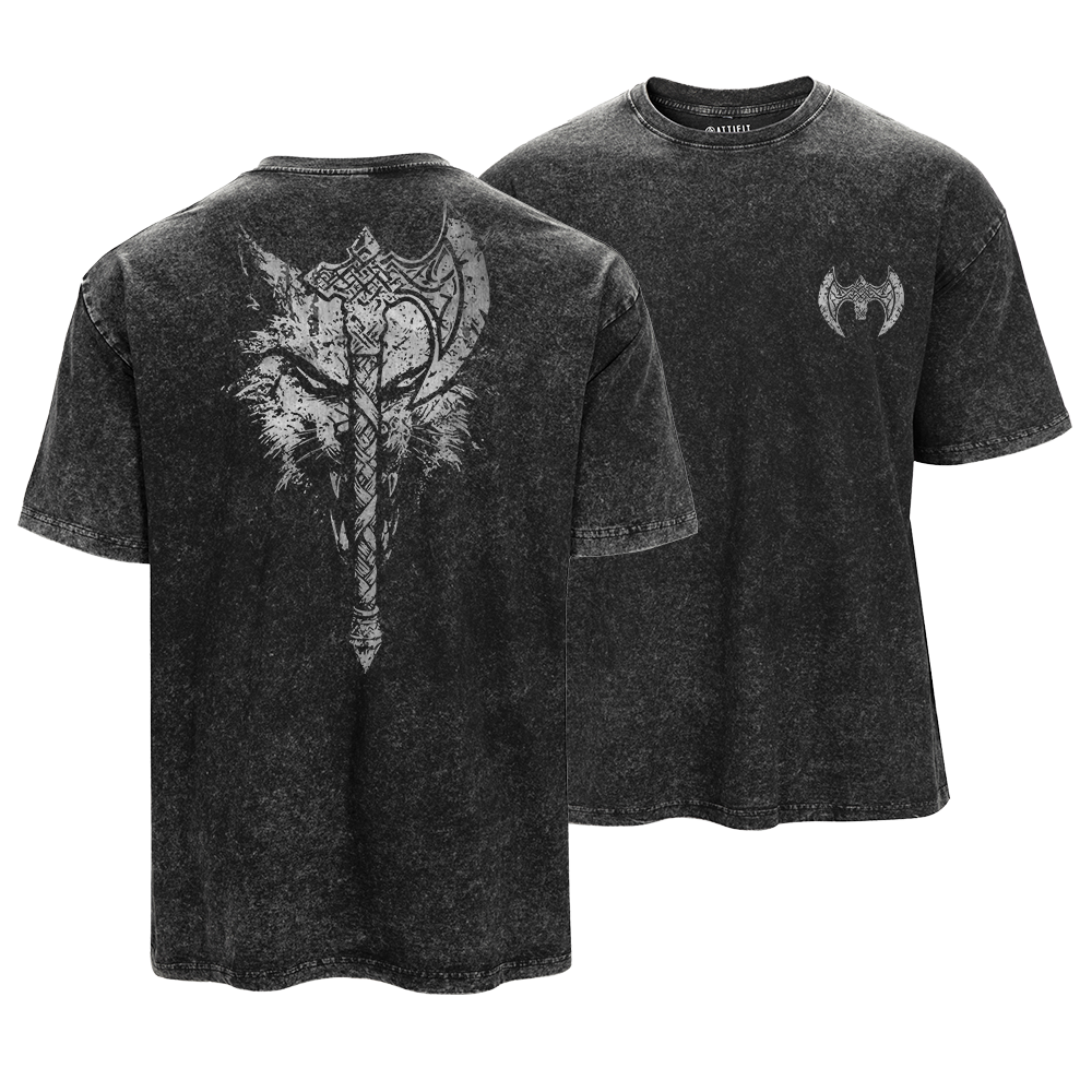 Viking Axe Wolf Vintage T-Shirt