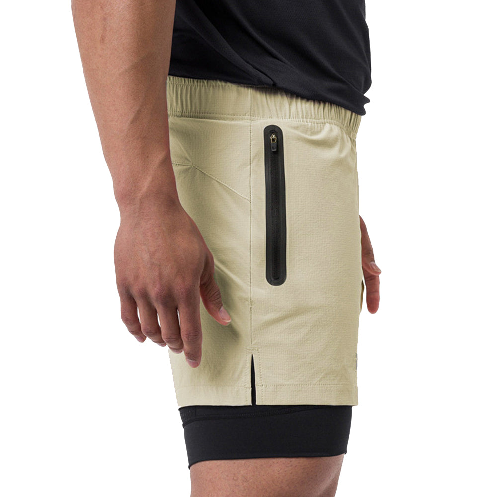 Men’s 2 in 1 Quick Dry Workout Shorts - Olive Green