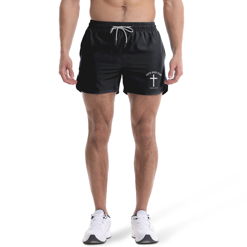 Men's Quick Dry Faith Over Fear Graphic Shorts