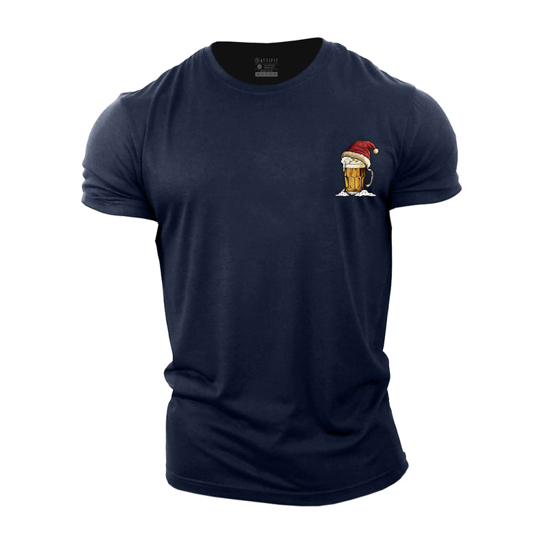 Christmas Beer Graphic Men's Fitness T-shirts