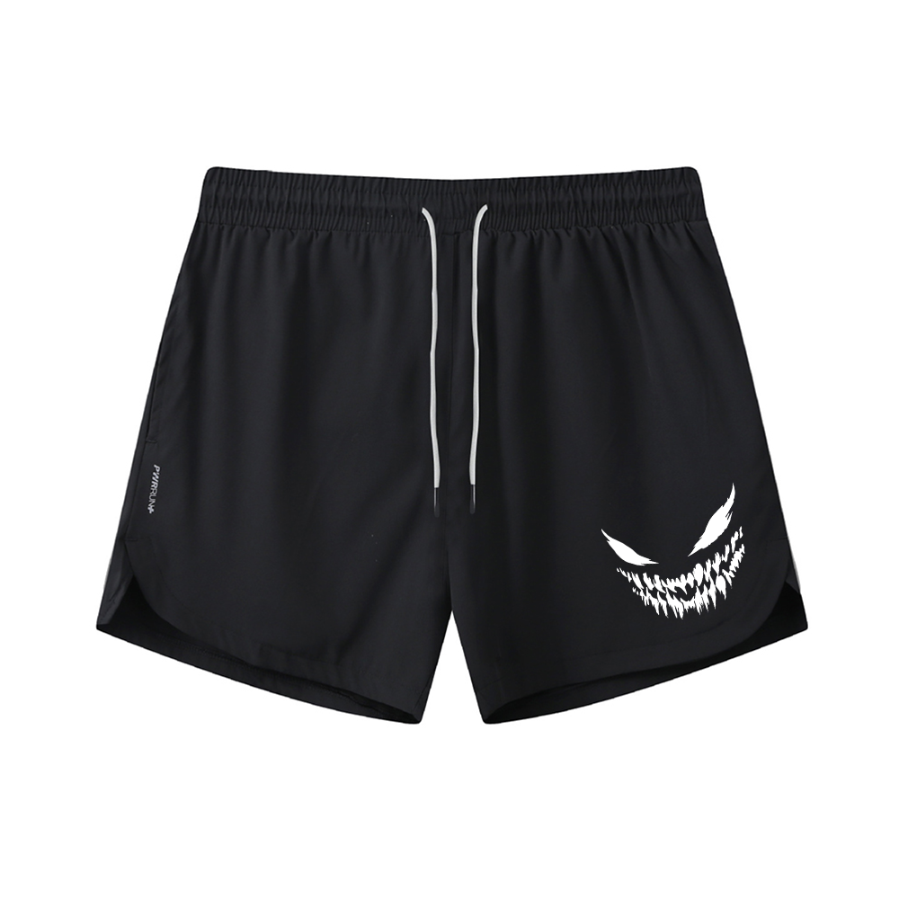 White Evil Smile Athletic Quick-Dry Shorts