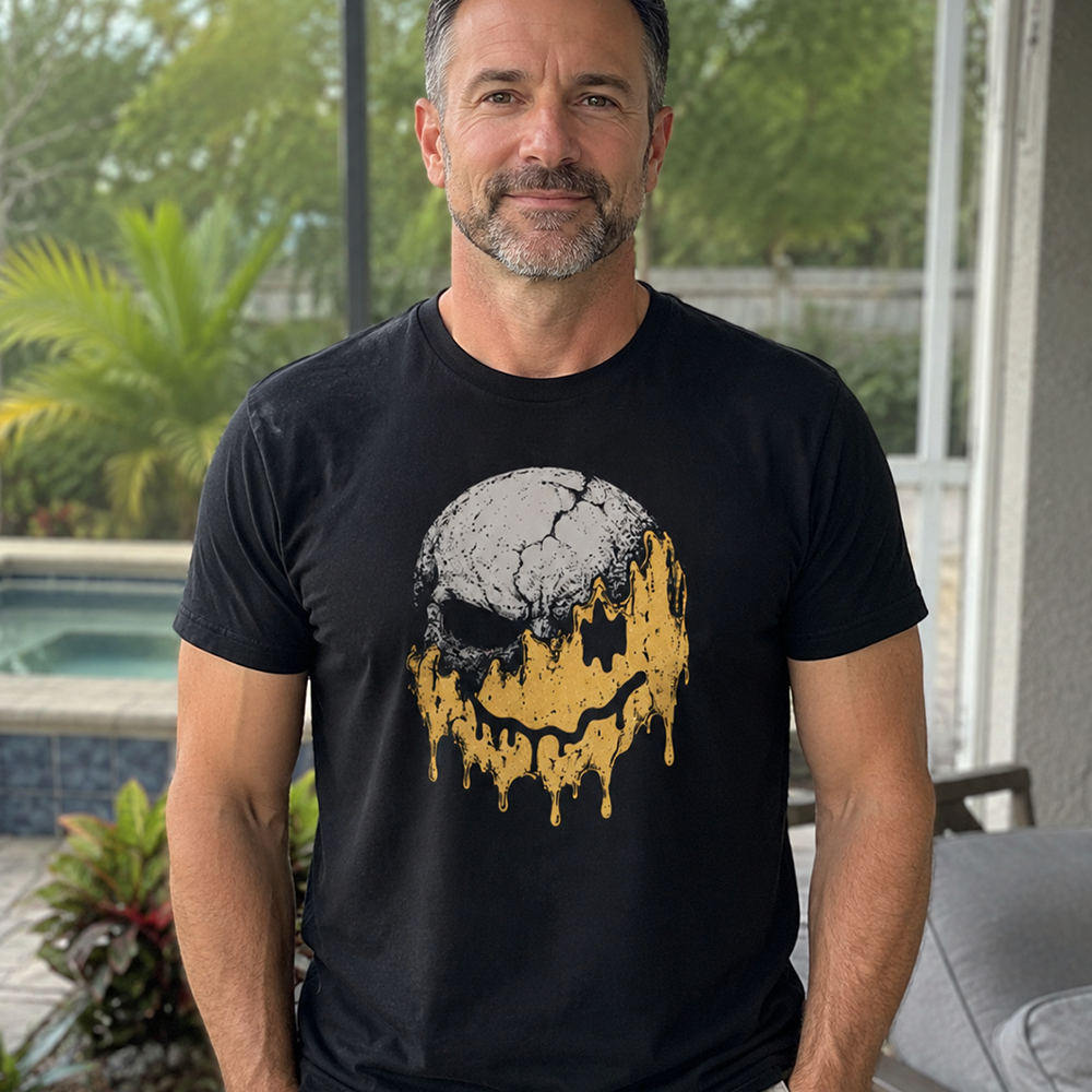 Dripping Happy Skull Cotton T-Shirt