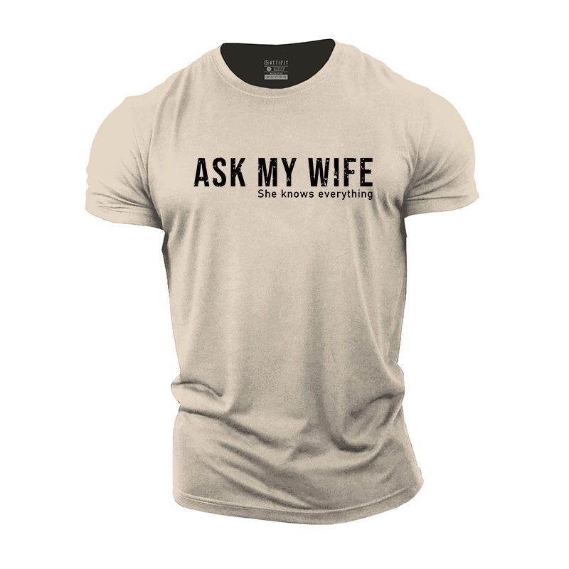 Ask My Wife Graphic Men's Cotton T-Shirt