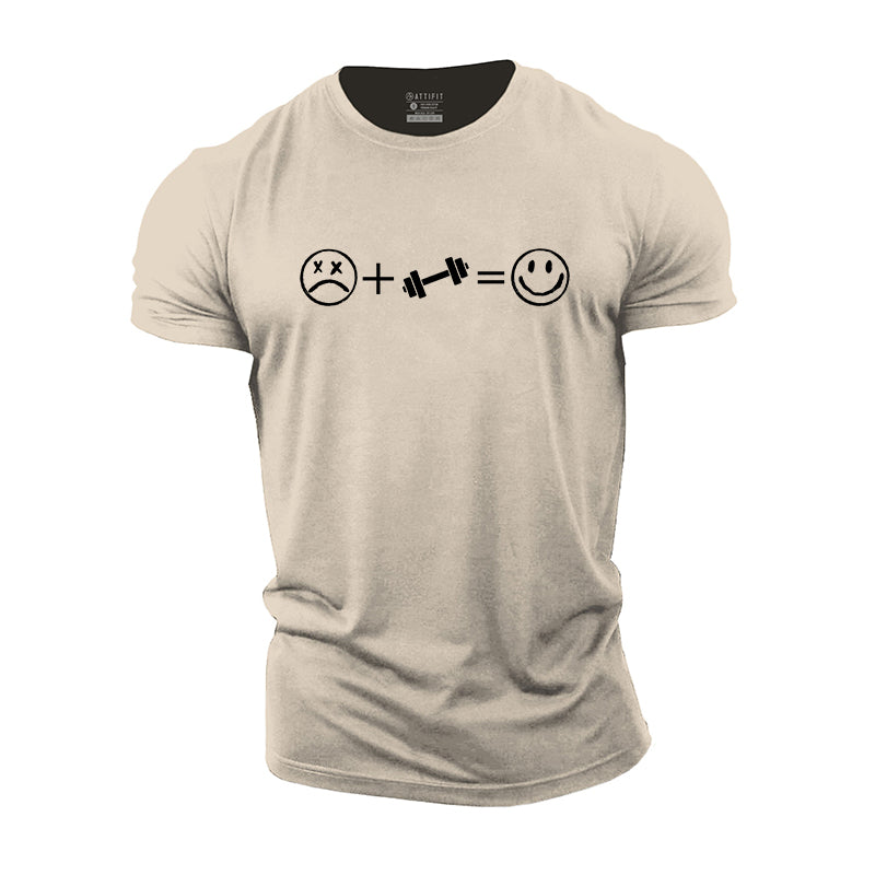 Sad + Fitness = Happy Print Men's T-shirts