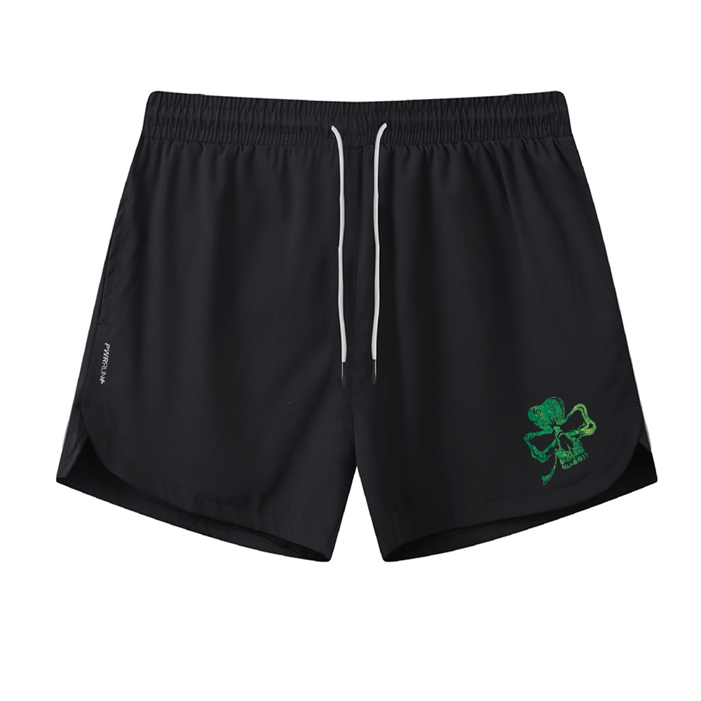 Four Leaf Clover Skull Athletic Quick-Dry Shorts