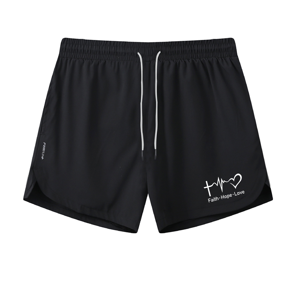 Faith Hope Love Cross Athletic Quick-Dry Shorts