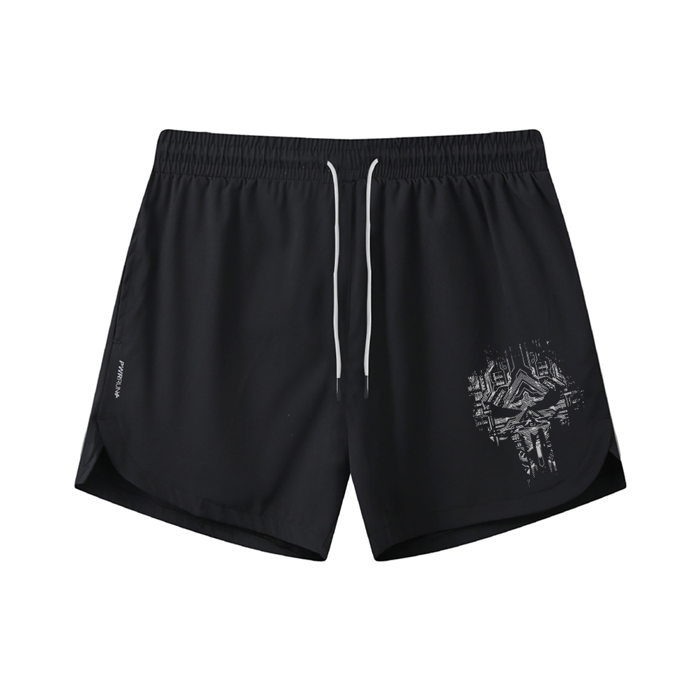 Electronic Skull Athletic Quick-Dry Shorts