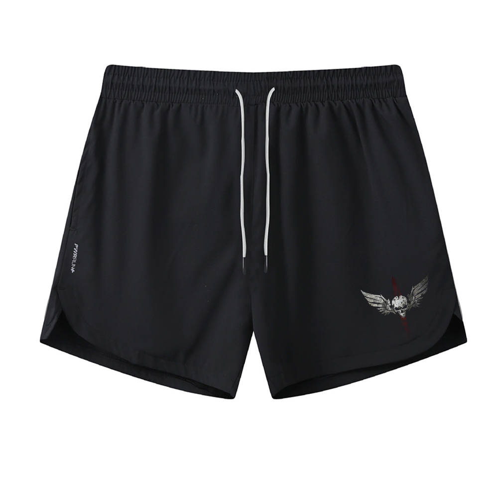 Skull Cross Wings Athletic Quick-Dry Shorts