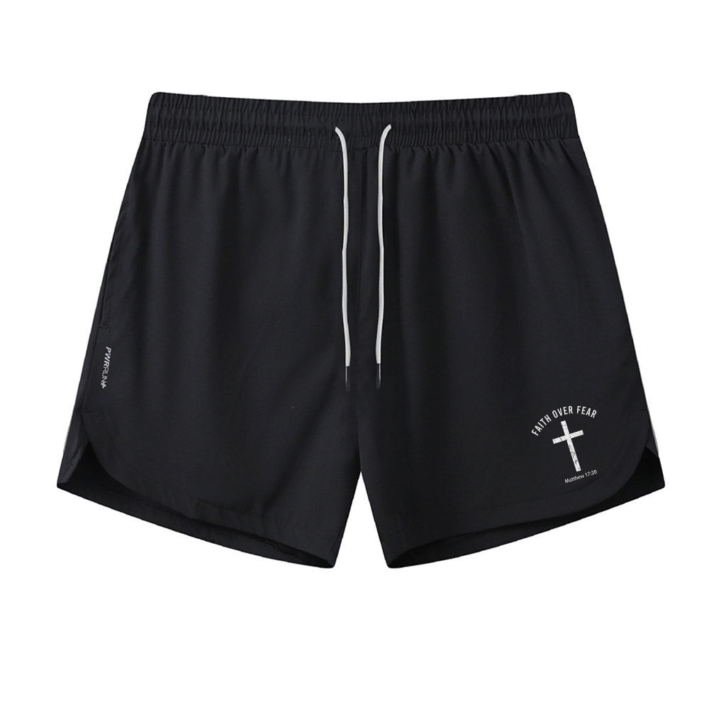 Men's Quick Dry Faith Over Fear Graphic Shorts