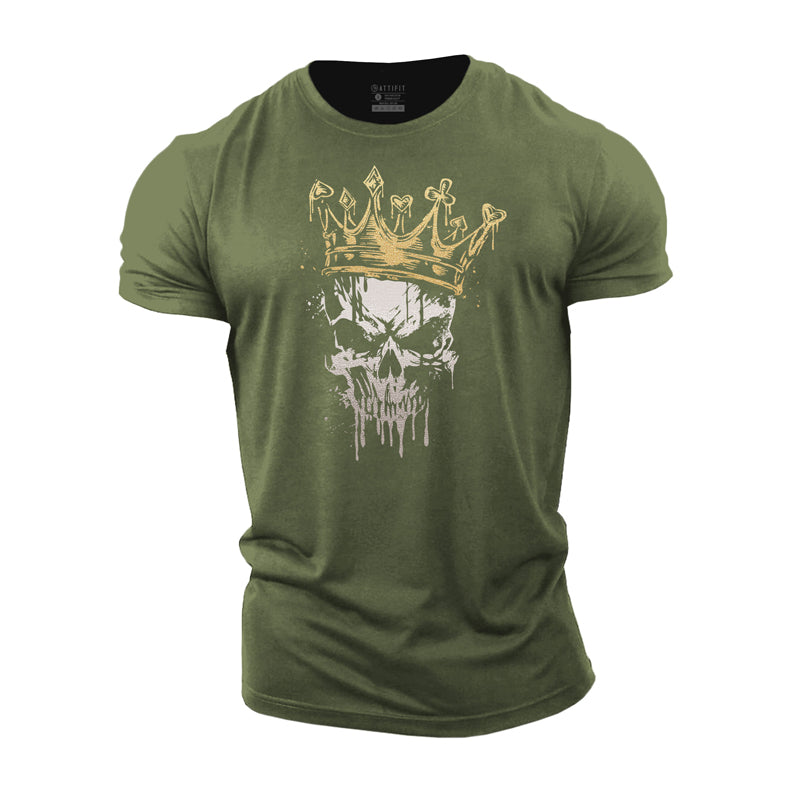 Poker Crown Skull Graphic Men's Fitness T-shirts