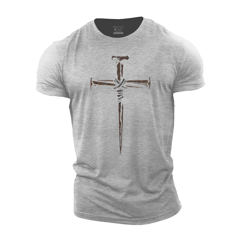 Rust Cross Print Men's Fitness T-shirts