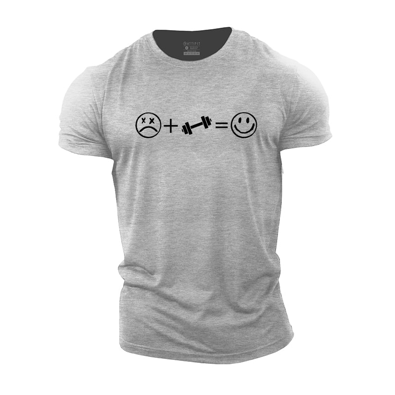 Sad + Fitness = Happy Print Men's T-shirts