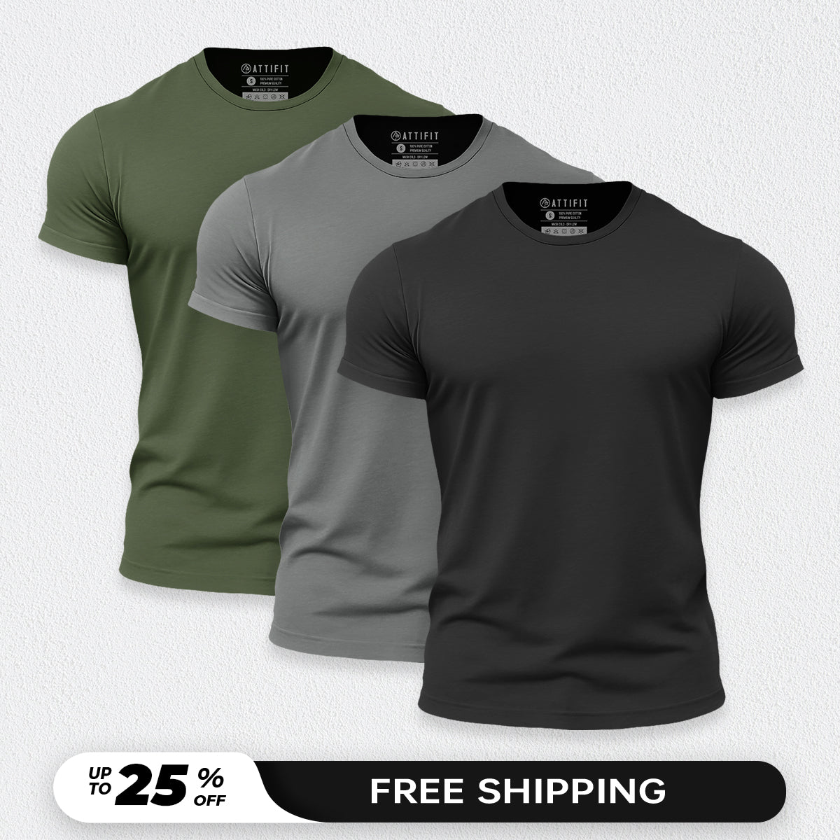 Plain 3-Pack - Quick-Dry T-Shirts