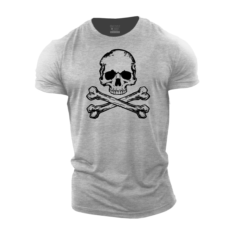 Cotton Skull Bones Graphic Men's Fitness T-shirts