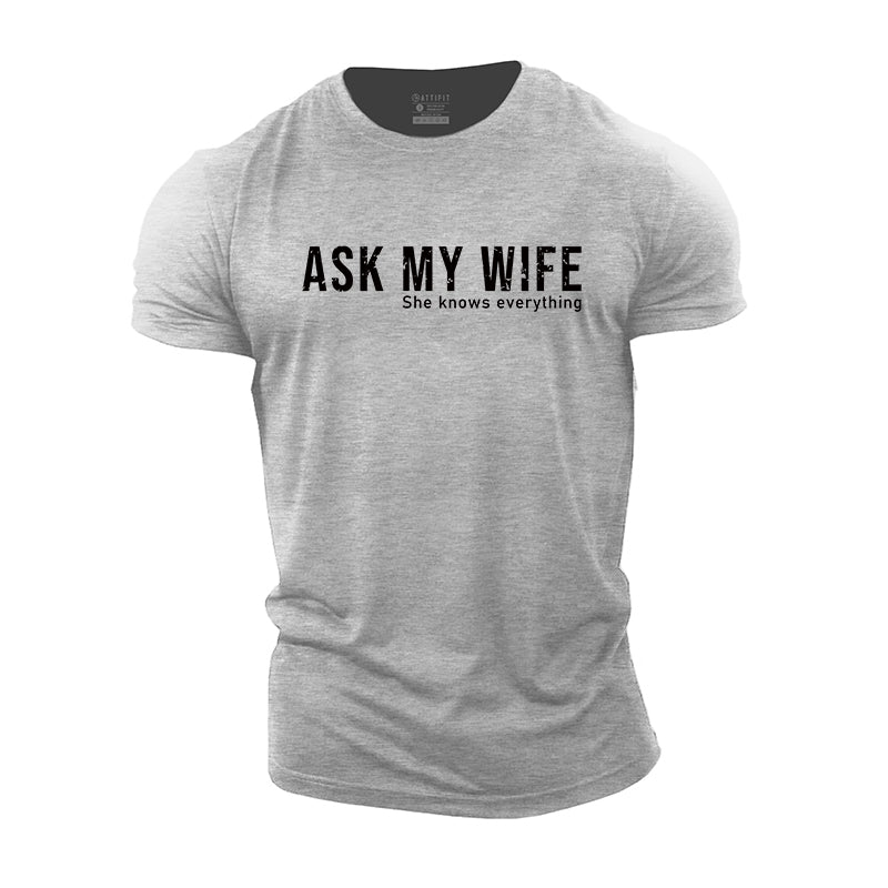 Ask My Wife Graphic Men's Cotton T-Shirt