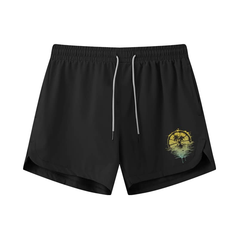 Lemon Reflection Athletic Quick-Dry Shorts