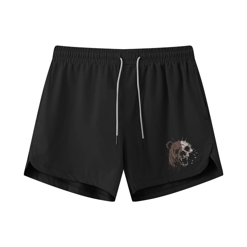 Bear And Skull Athletic Quick-Dry Shorts