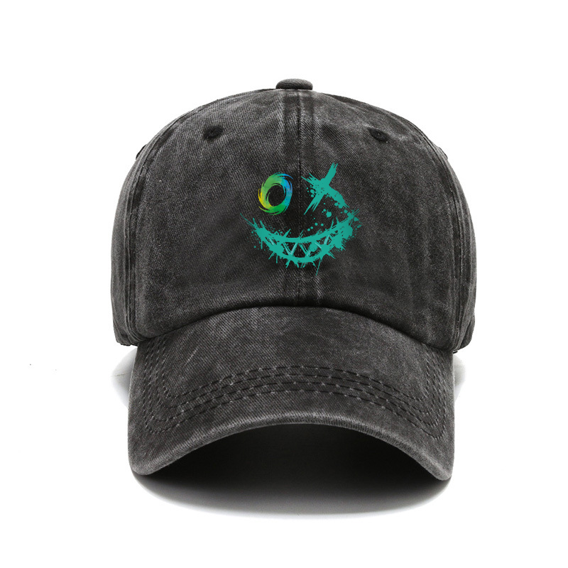 Green Gradient Smiley Face Vintage Cap