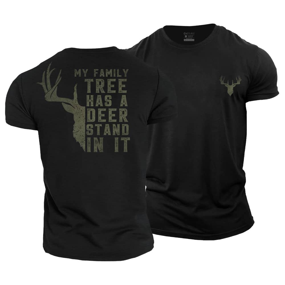 Family Tree Deer Stand Cotton T-Shirt