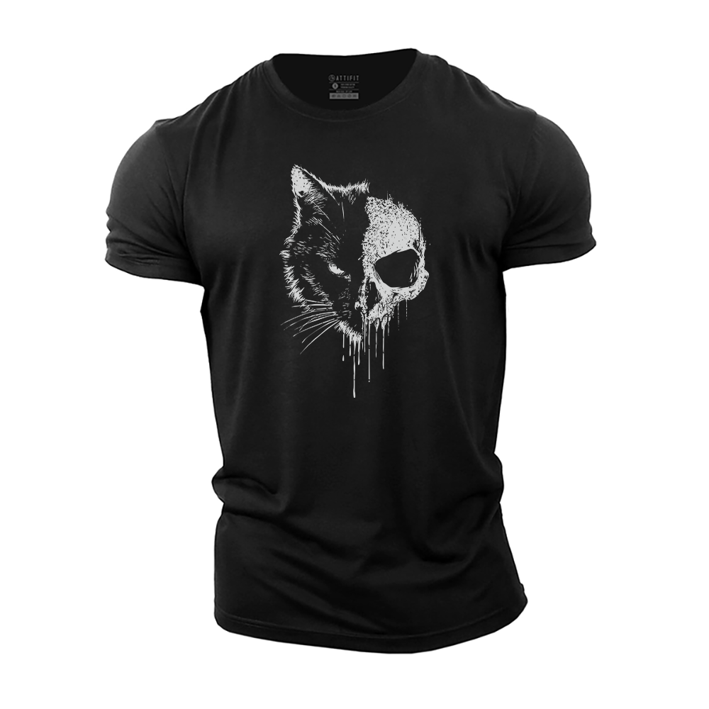 Skull Cat Cotton T-Shirt