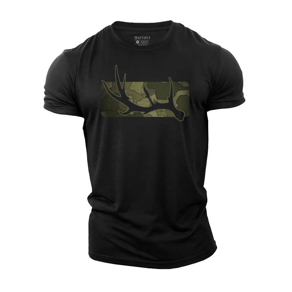 Camo Antlers Cotton T-Shirt