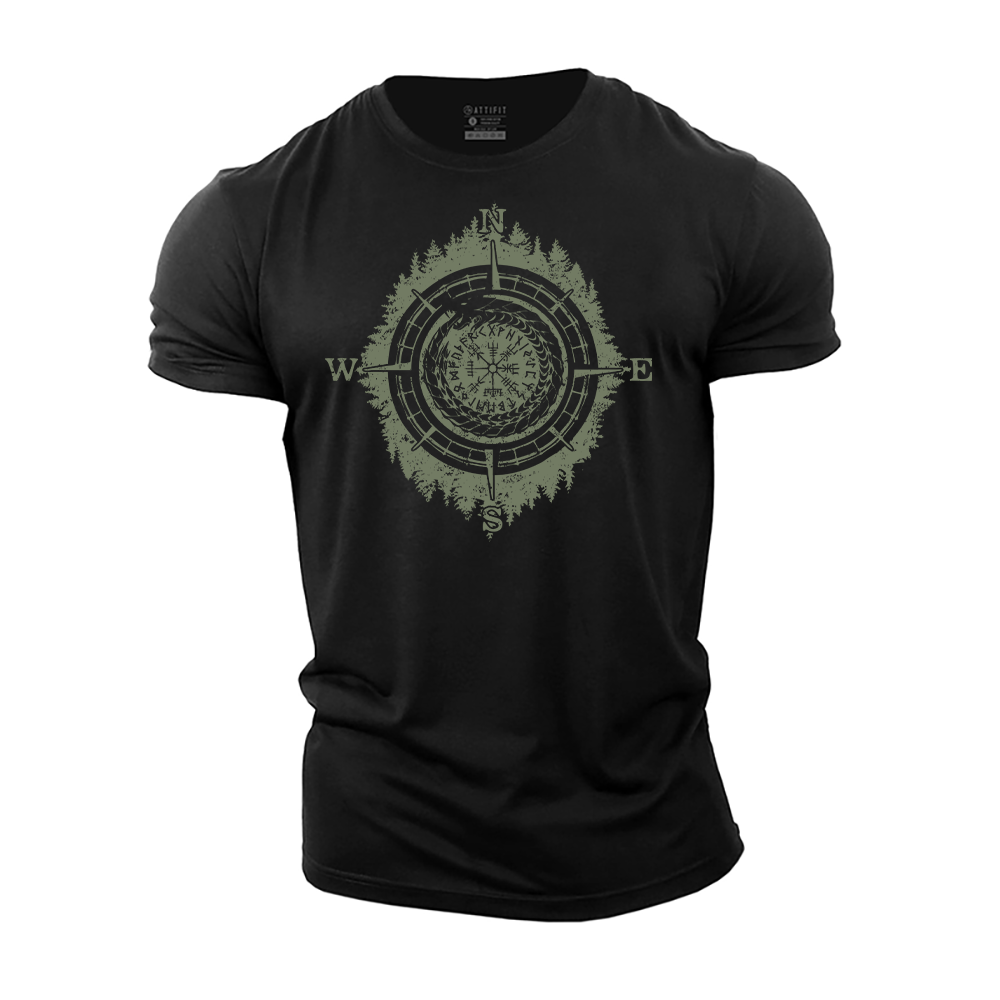 Viking Compass Landscape Cotton T-Shirt