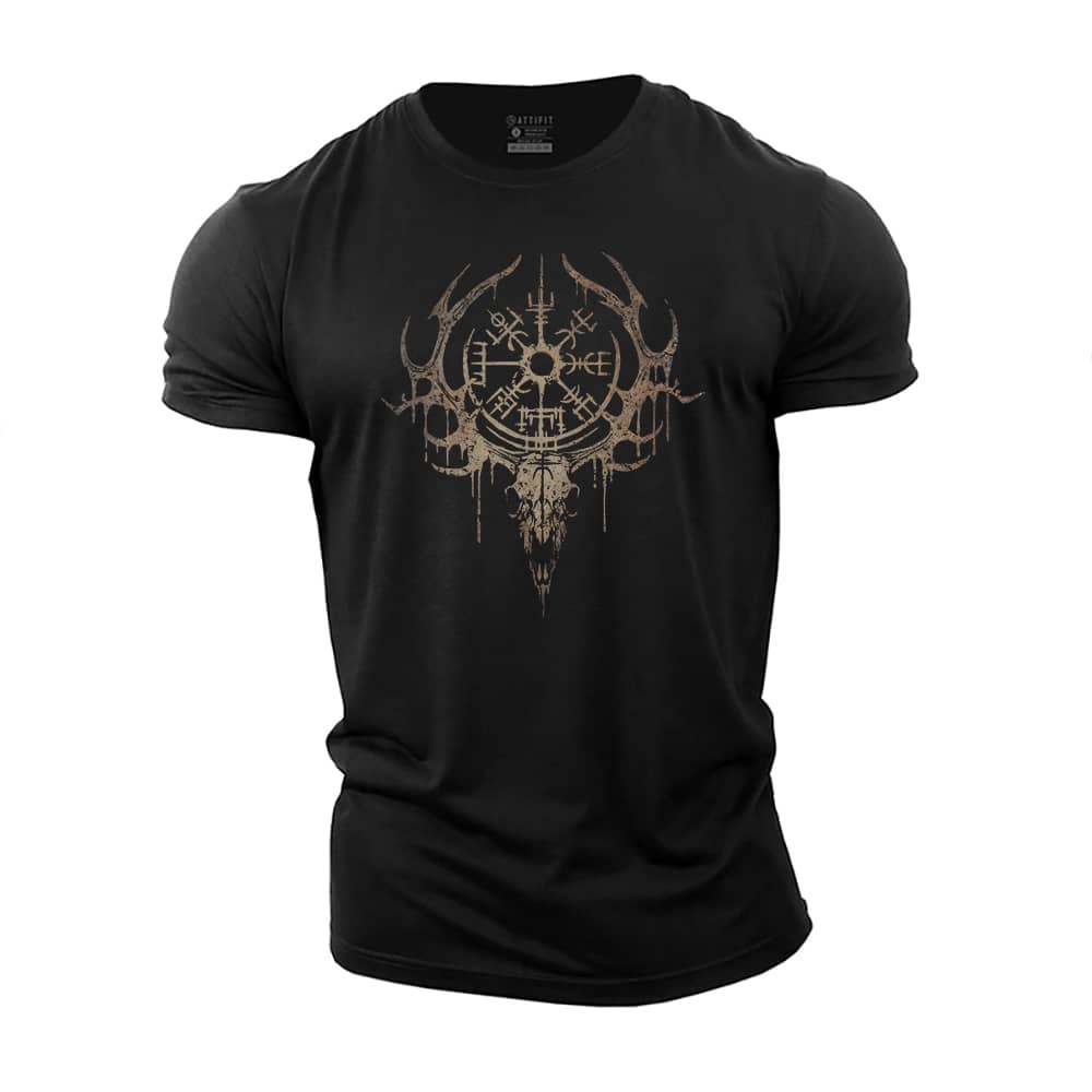 Viking Elk Skull Cotton T-Shirt