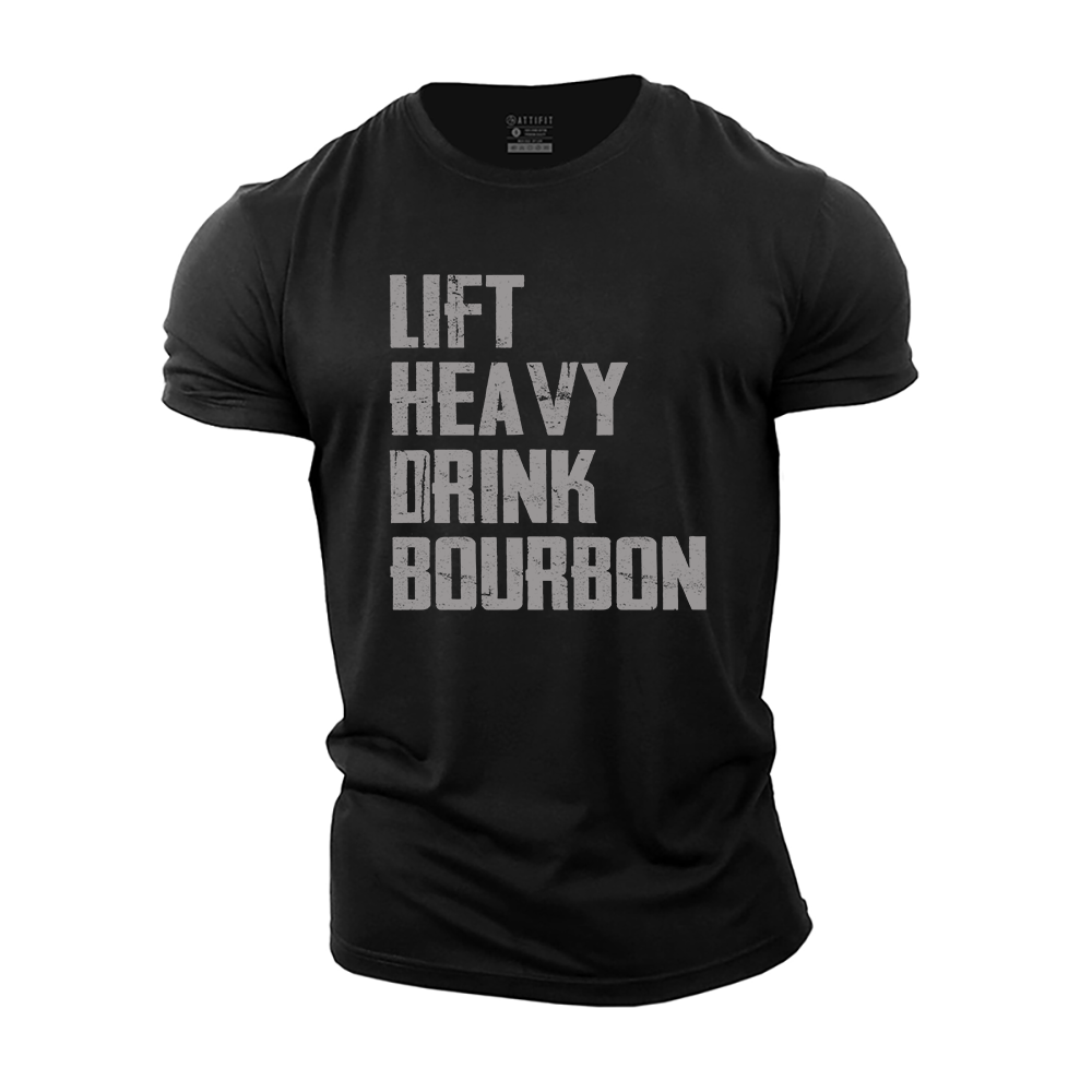 Lift Heavy Drink Bourbon Cotton T-Shirt