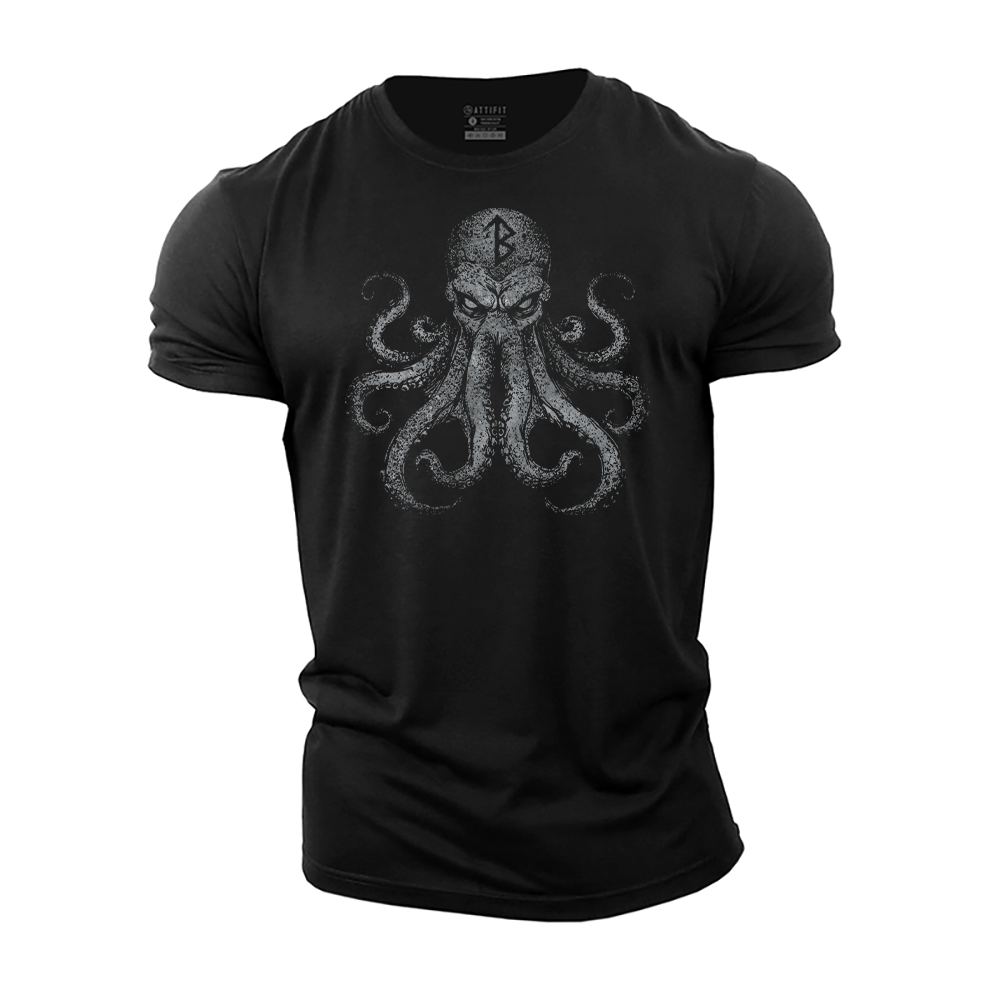Viking Rune Octopus Cotton T-Shirt
