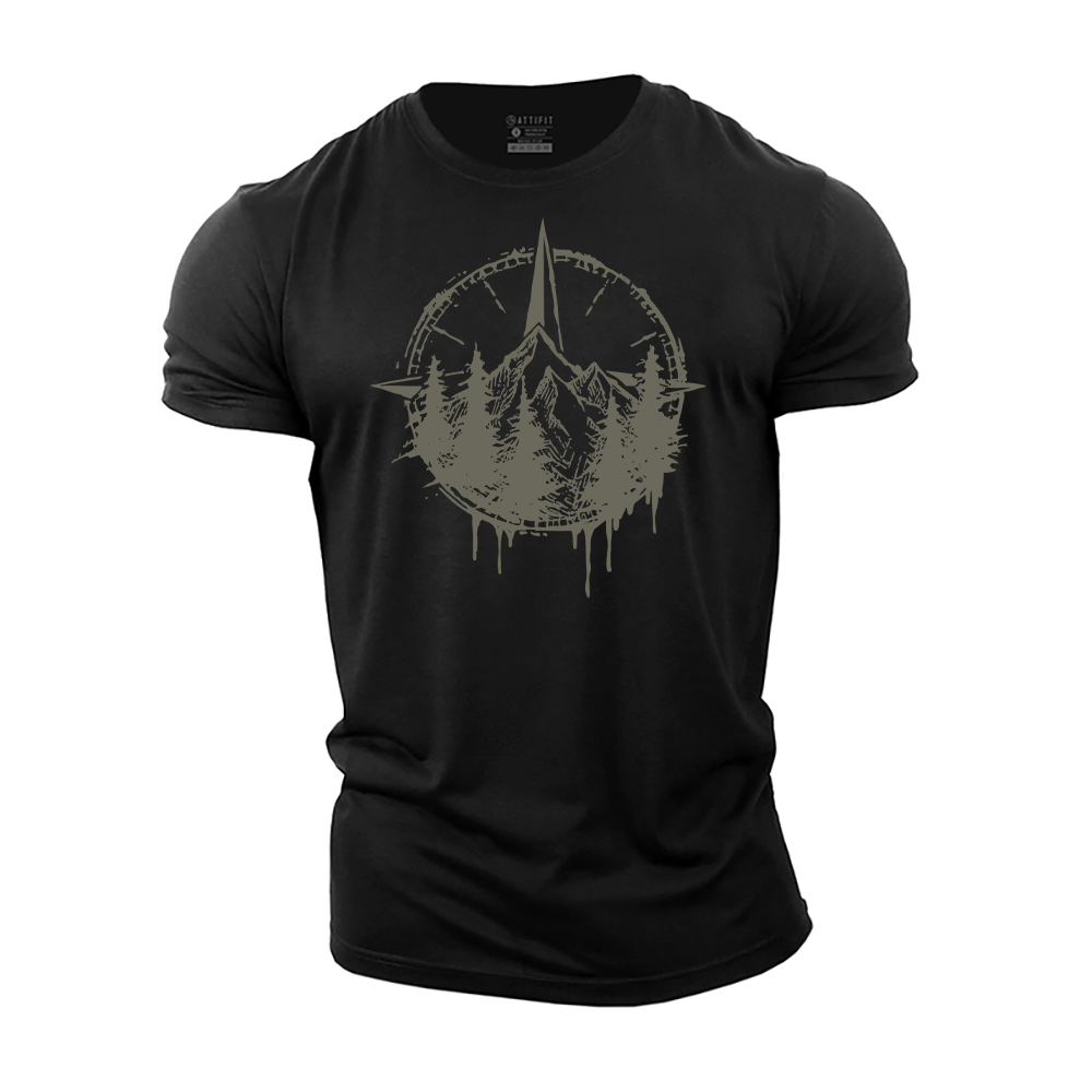 Sketch Outdoor Compass Cotton T-Shirt