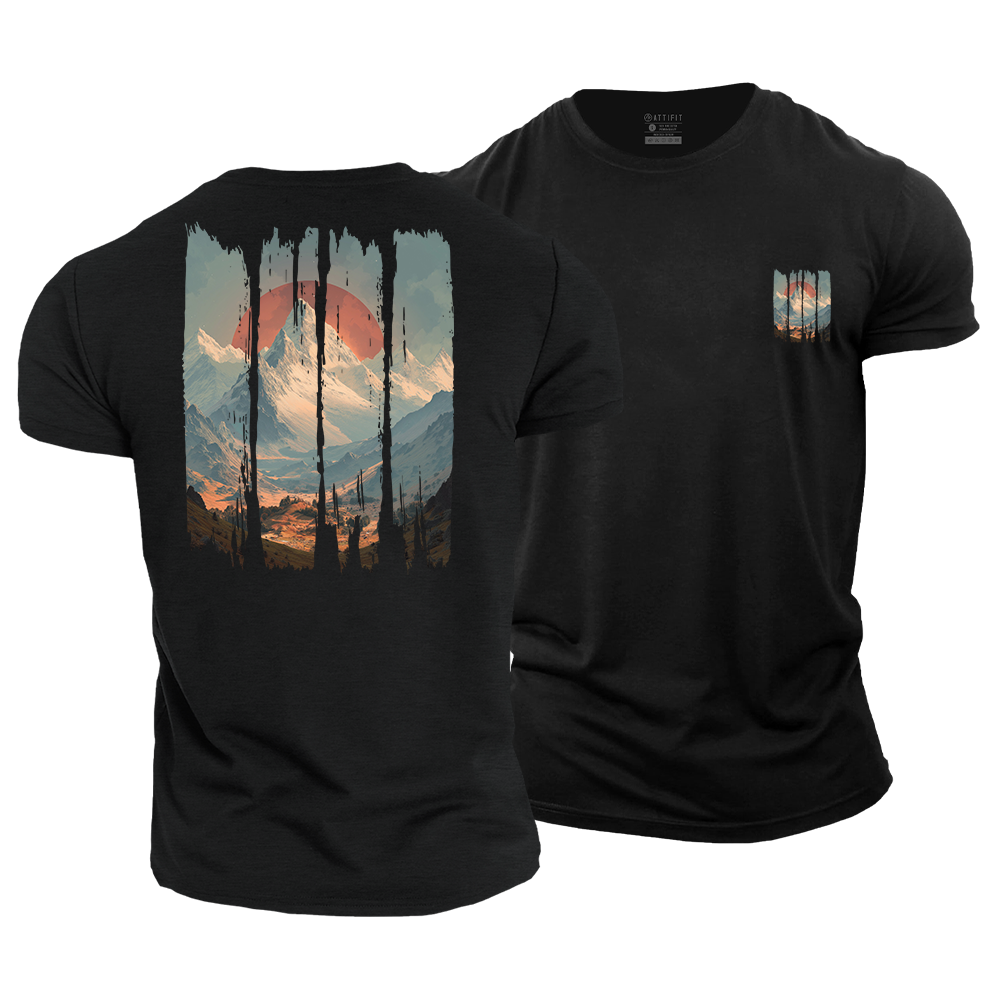 Sunset over the Peaks Cotton T-Shirt