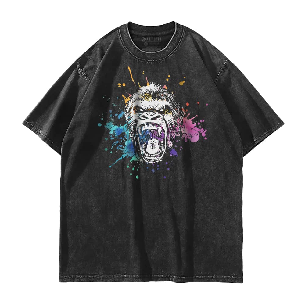 Colorful Ink Splash Gorilla Vintage T-Shirt